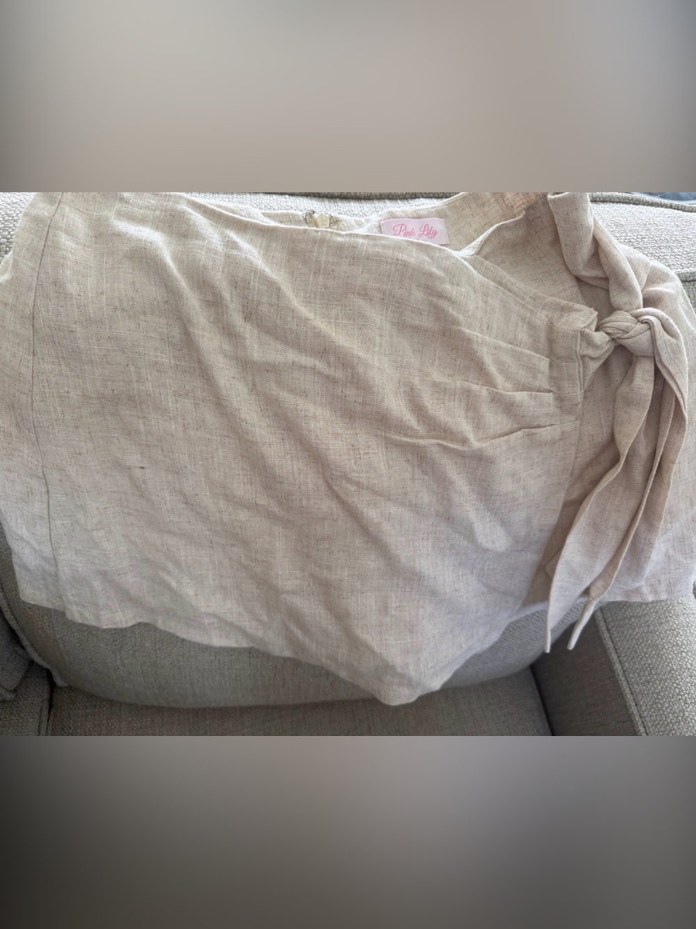 Neutral Linen Tie-Front Skort